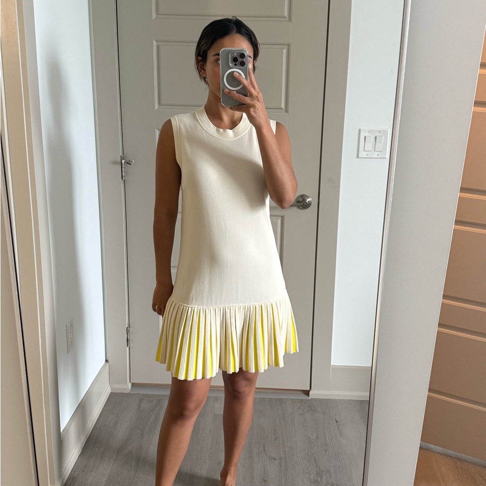 COS Cream Sheath Dress with Pleated Mini Design
